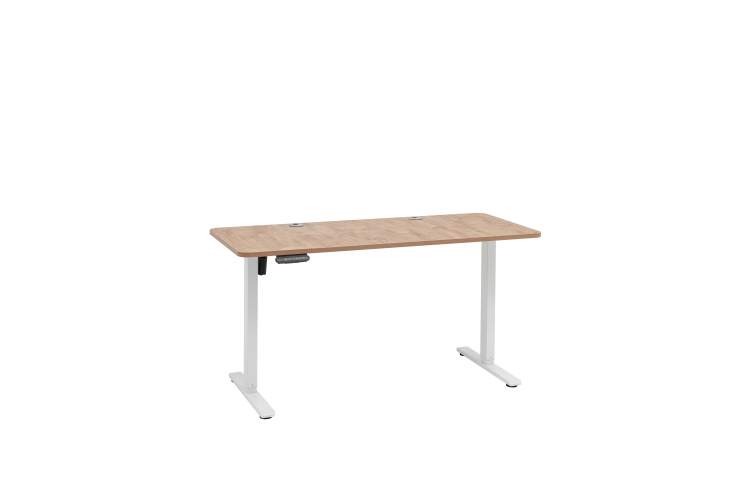 Стол с регулировкой высоты, 1 мотор, память 3 уровня высоты,белый, 140*60 см, светлое дерево