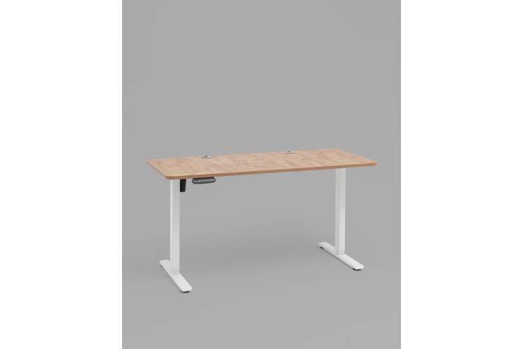 Стол с регулировкой высоты, 1 мотор, память 3 уровня высоты,белый, 140*60 см, светлое дерево-1