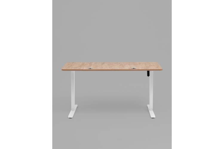 Стол с регулировкой высоты, 1 мотор, память 3 уровня высоты,белый, 140*60 см, светлое дерево-3