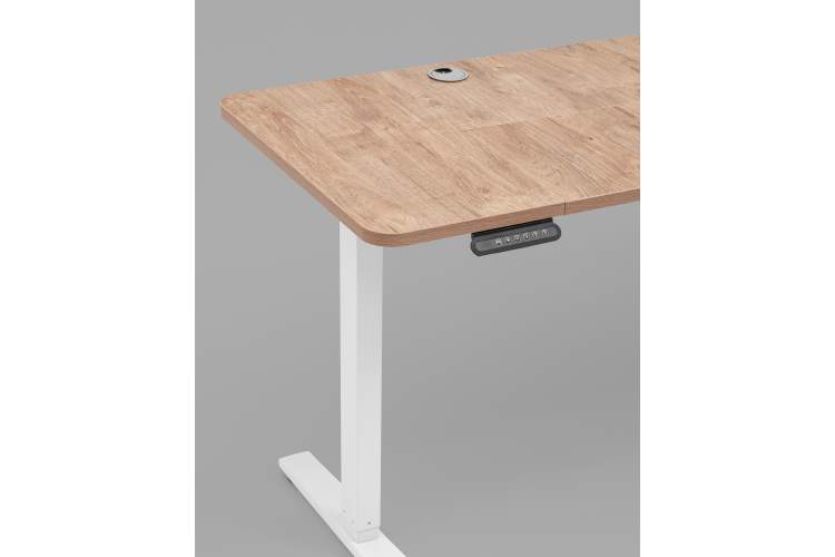 Стол с регулировкой высоты, 1 мотор, память 3 уровня высоты,белый, 140*60 см, светлое дерево-5