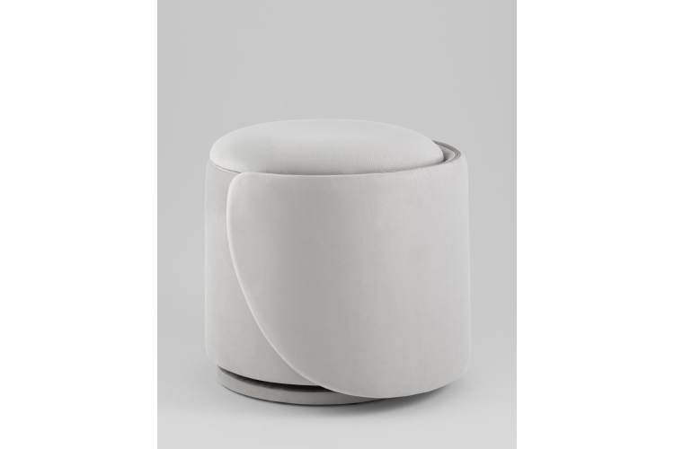 Пуф-трансформер Таунсвилл вращающийся с ящиком велюр светло-серый-7