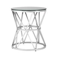 Журнальный стол 50*50 ВИВА серебро стекло черное в гостиную