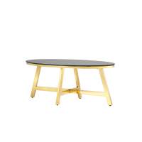 Журнальный стол 100*50 АЛЬБА золото стекло черное в гостиную