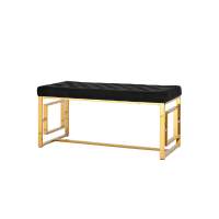 Банкетка-скамейка БРУКЛИН велюр черный сталь золото