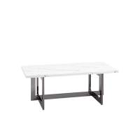 Журнальный столик Нэйтан 122*61 белый мрамор сталь темный хром