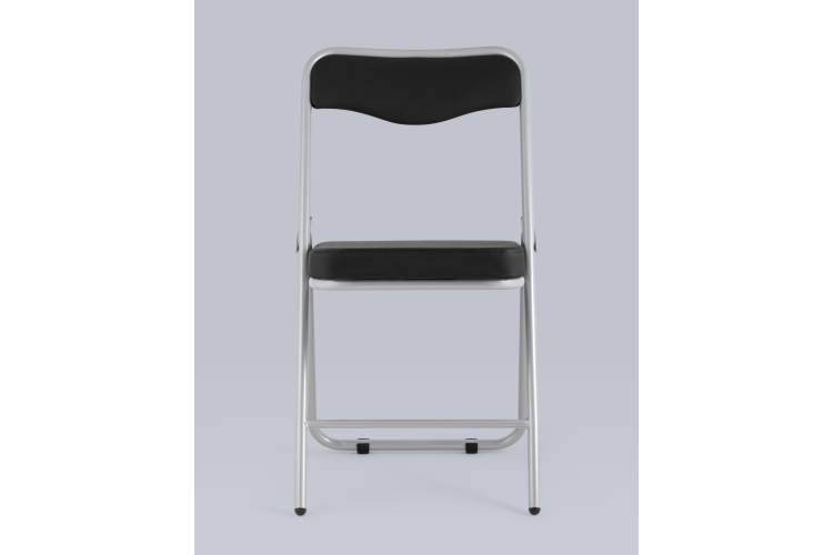 Складной стул Джонни экокожа черный каркас металлик-2