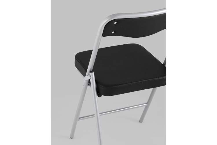Складной стул Джонни экокожа черный каркас металлик-6
