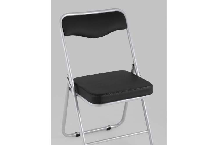 Складной стул Джонни экокожа черный каркас металлик-7