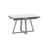 Стол Керас 120-180/80/75 столешница МДФ16/керамика Snow white подстолье металл серый