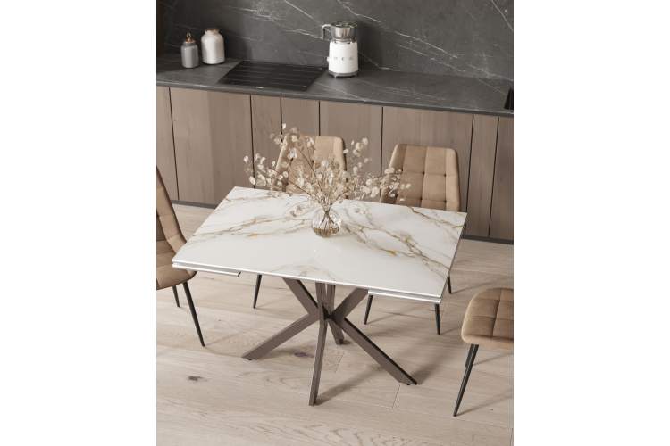 Стол раскладной Marmer 120-180*80*76 керамика капучино-3