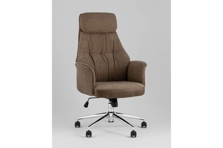 Кресло офисное TopChairs Neoma коричневый экокожа ткань-1