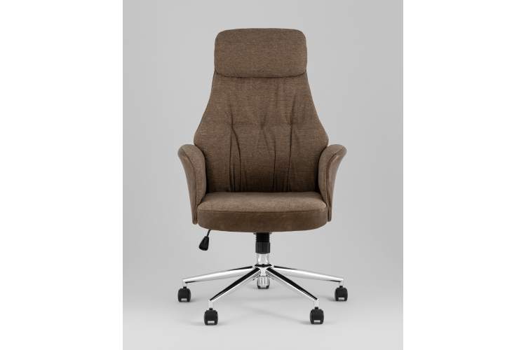 Кресло офисное TopChairs Neoma коричневый экокожа ткань-2