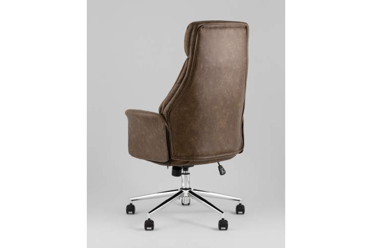 Кресло офисное TopChairs Neoma коричневый экокожа ткань-5
