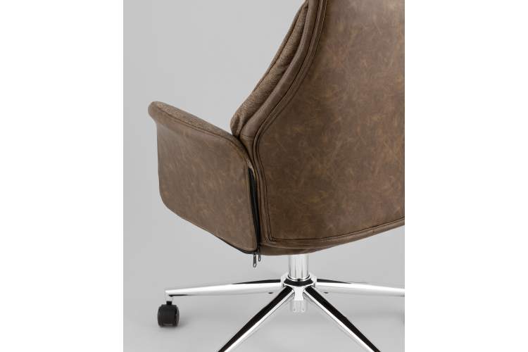 Кресло офисное TopChairs Neoma коричневый экокожа ткань-6