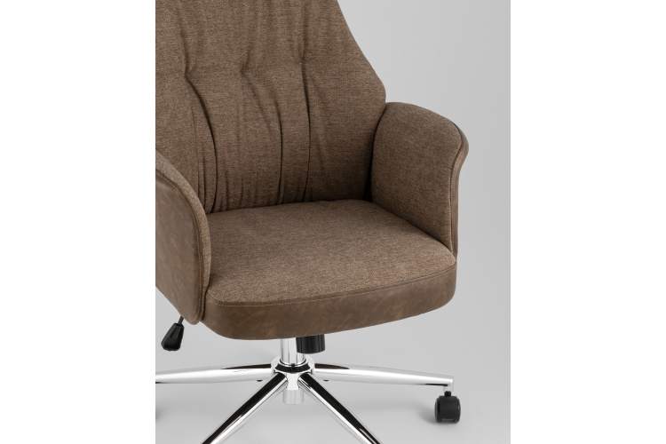 Кресло офисное TopChairs Neoma коричневый экокожа ткань-7