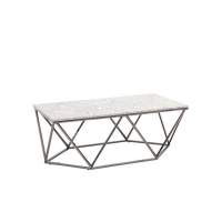 Журнальный столик Авалон 122*66 серый мрамор сталь темный хром