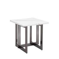 Журнальный столик Нэйтан 61*61 белый мрамор сталь темный хром