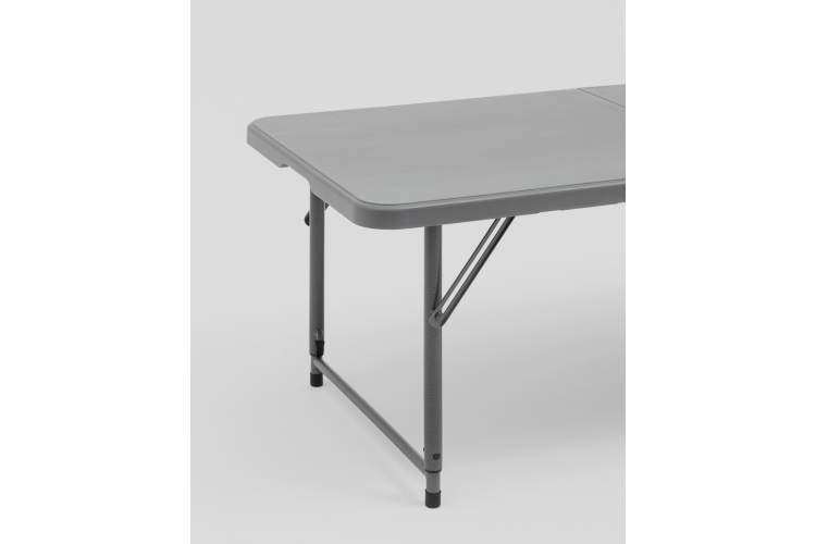 Стол-чемодан складной 122*61*74 см с регулировкой высоты серый-4