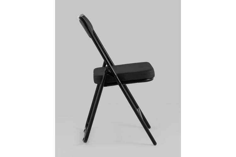 Складной стул Джонни экокожа черный каркас черный матовый-3