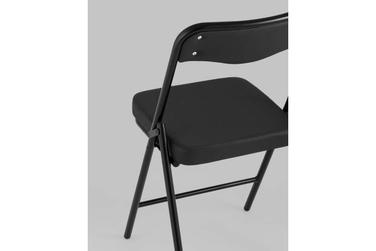 Складной стул Джонни экокожа черный каркас черный матовый-6