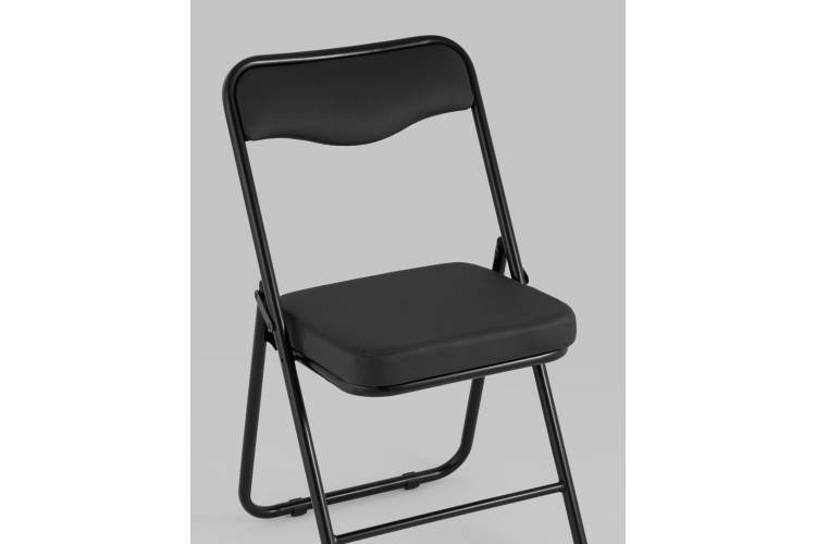 Складной стул Джонни экокожа черный каркас черный матовый-7