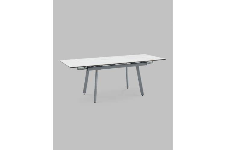 Стол Тайл 140-200/85/75 столешница Snow white подстолье металл серый-4