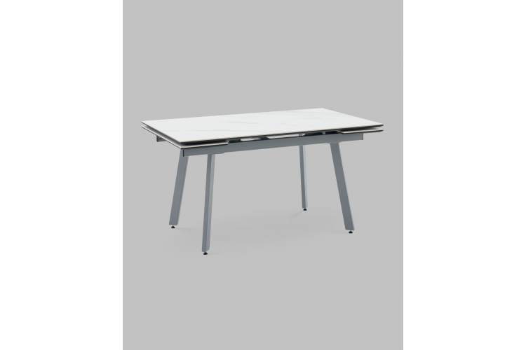 Стол Тайл 140-200/85/75 столешница Snow white подстолье металл серый-1