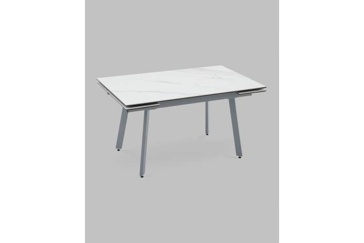 Стол Тайл 140-200/85/75 столешница Snow white подстолье металл серый-5