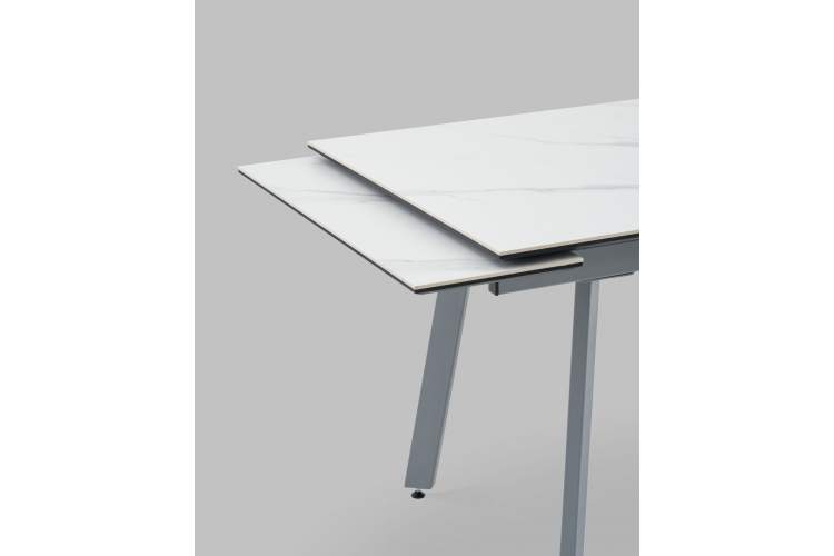 Стол Тайл 140-200/85/75 столешница Snow white подстолье металл серый-6