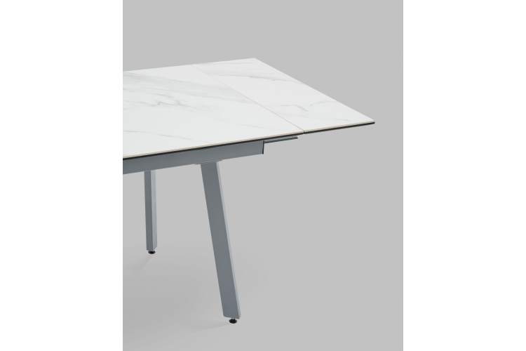 Стол Тайл 140-200/85/75 столешница Snow white подстолье металл серый-7
