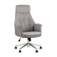 Кресло офисное TopChairs Neoma светло-серый экокожа ткань