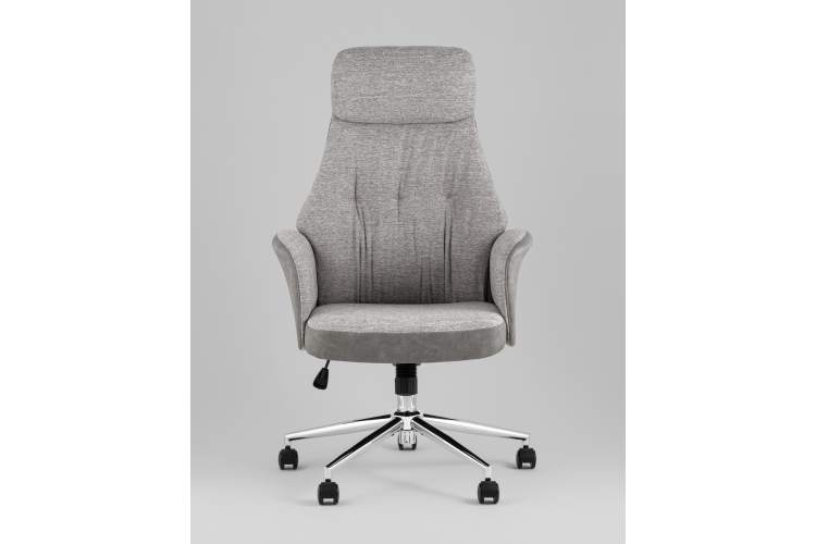 Кресло офисное TopChairs Neoma светло-серый экокожа ткань-2