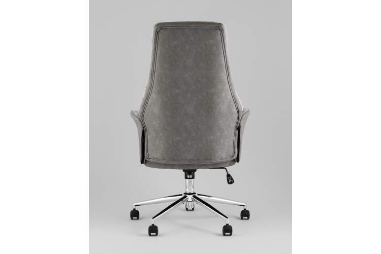 Кресло офисное TopChairs Neoma светло-серый экокожа ткань-4