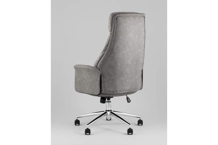 Кресло офисное TopChairs Neoma светло-серый экокожа ткань-5