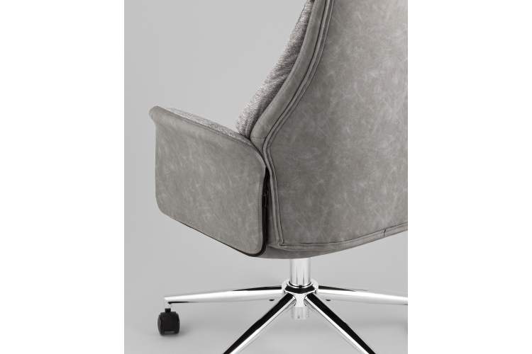 Кресло офисное TopChairs Neoma светло-серый экокожа ткань-6
