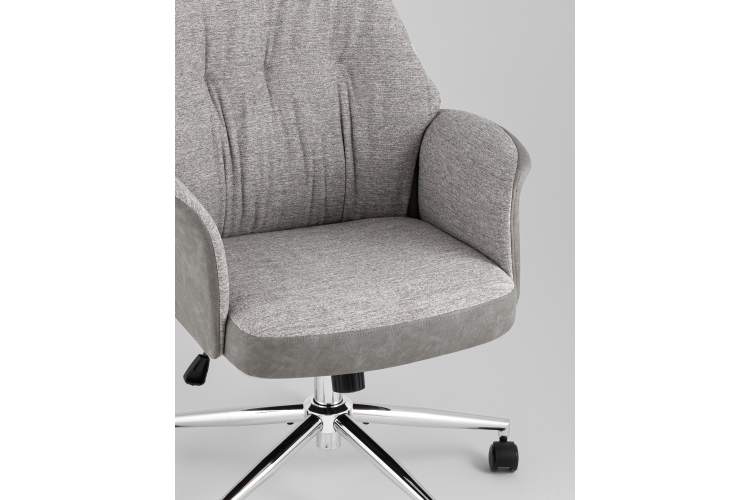 Кресло офисное TopChairs Neoma светло-серый экокожа ткань-7
