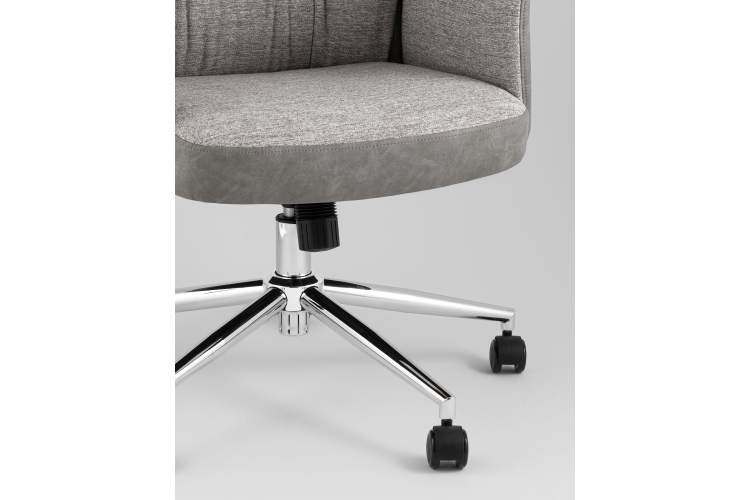 Кресло офисное TopChairs Neoma светло-серый экокожа ткань-8