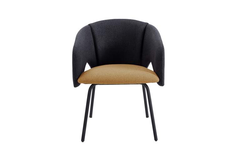 Стул обеденный Afrida рогожка тёмно-синий горчичный-1