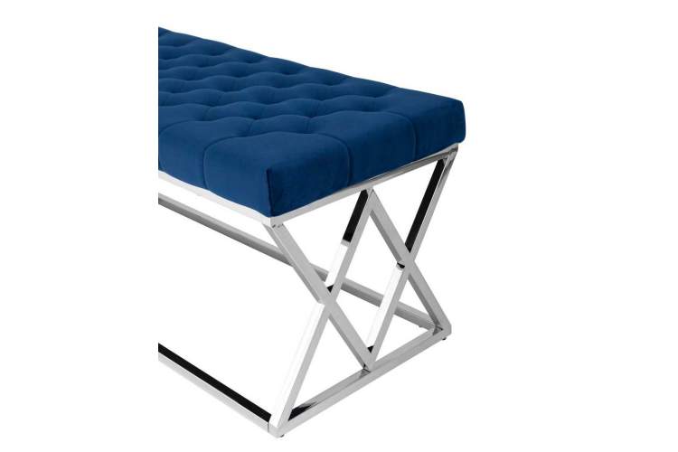 Банкетка ИНСИГНИЯ велюр синий сталь серебро-1