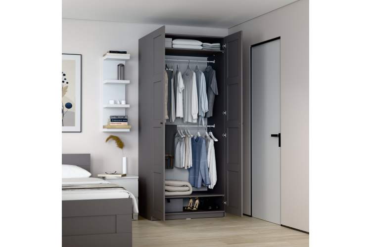 Шкаф PAX (ПАКС) 100х61х233 серый фасад 4 квадрата-1