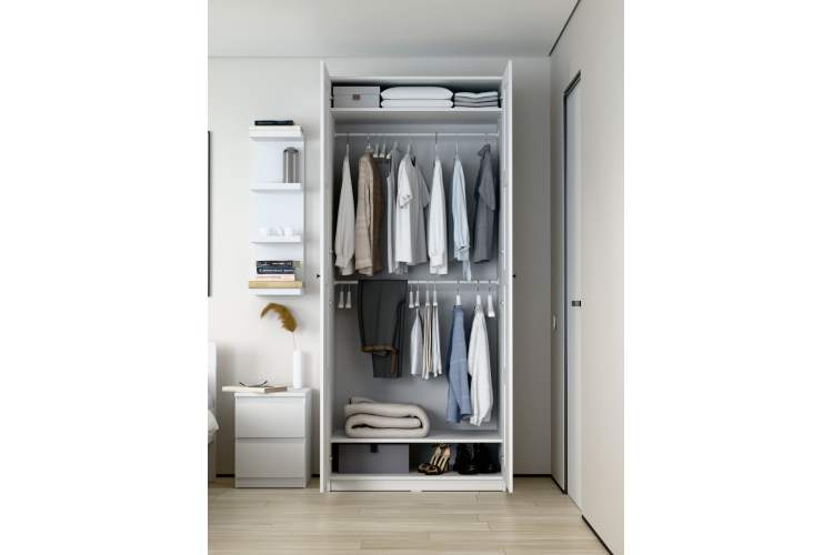 PAX / МАКС шкаф распашной двухстворчатый 100х61х233 белый, фасад 4 квадрата-5