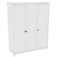ЛЕКСВИК Шкаф платяной 3-дверный, массив сосны, цвет белый