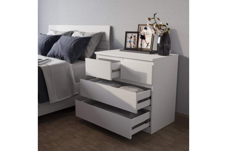 9.05.02.050.1 MALTA комод 2+2 ящика без доводчиков 80х76 белый RU-3