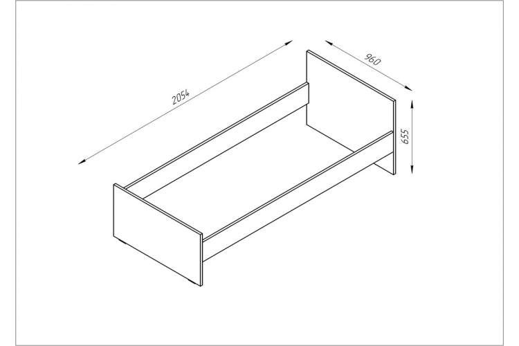 2.01.04.060.1 ОРИОН кровать одинарная 90х200 белая RU-2