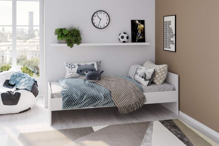 2.01.04.060.1 ОРИОН кровать одинарная 90х200 белая RU-3