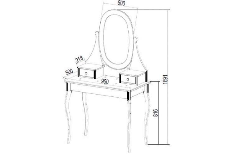 Стол туалетный 95 «Кантри» арт.410525002300 /Белый лак/-2