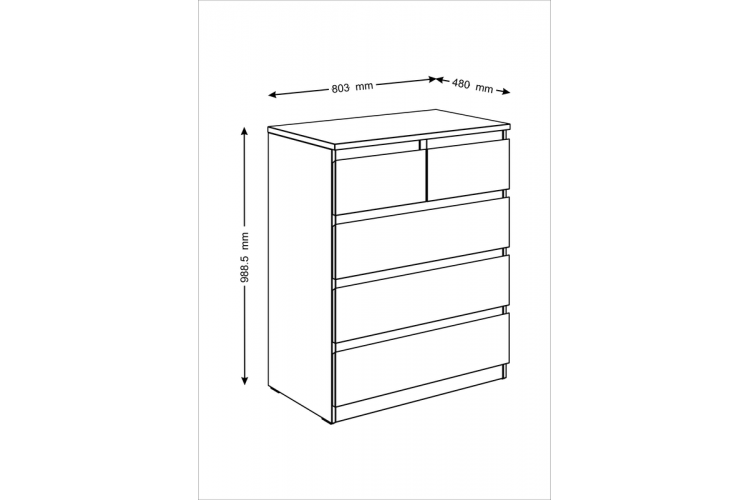 9.05.02.080.3 MALTA комод 3+2 ящика без доводчиков 80х99 сонома RU-2