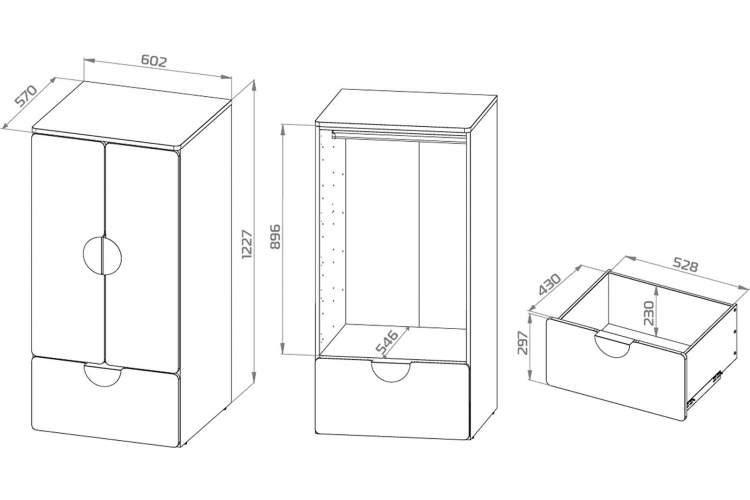 СТУВА / ПИКСИ шкаф распашной с 2 дверьми, полкой и ящиком 60х57х123, робкий подснежник-2