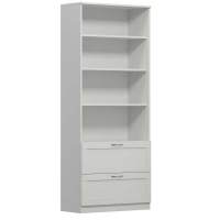 BRIMNES / СИРИУС стеллаж широкий, с двумя ящиками и четырьмя полками, цвет белый