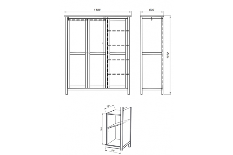 Шкаф ЛЕКСВИК ИКЕА 3 дверный, массив сосны, цвет белый-2
